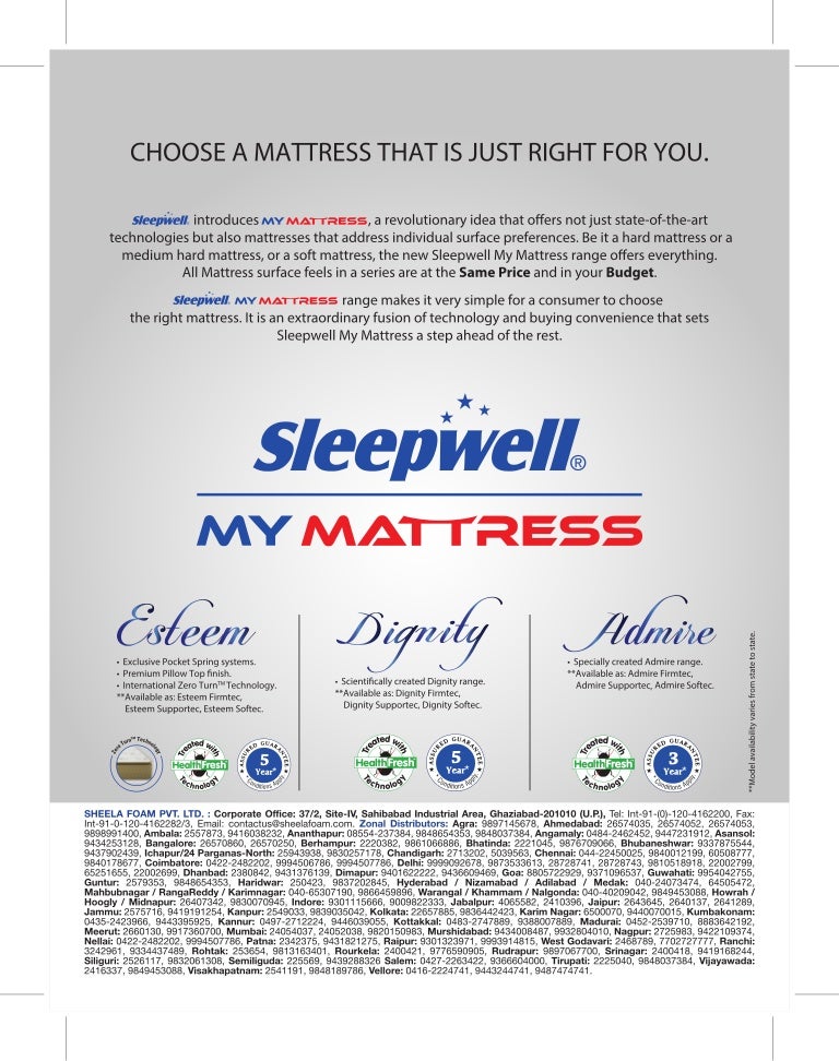 sleepwell mattress online shopping