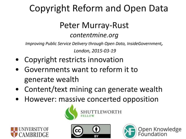 Copyright Reform and Open Data
