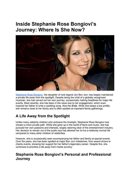 Stephanie Rose Bongiovi’s Journey: Where Is She Now? | DOCX