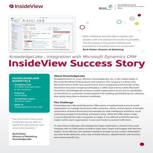 InsideView success story Knowledge Lake 