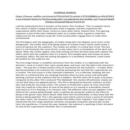 'Insidious' analysis (with comparison)