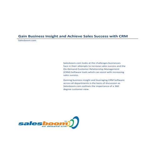 Gain Business Insight & Sales Success with CRM