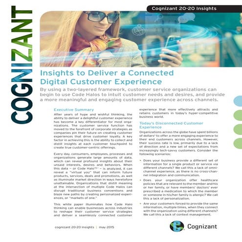 Insights to Deliver a Connected Digital Customer Experience