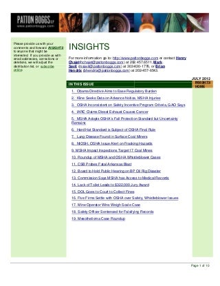 Insights - Safety & Health Law Newsletter