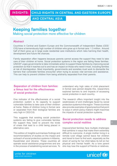 Insights: Child rights in Eastern Europe and Central Asia - Issue 1/2012