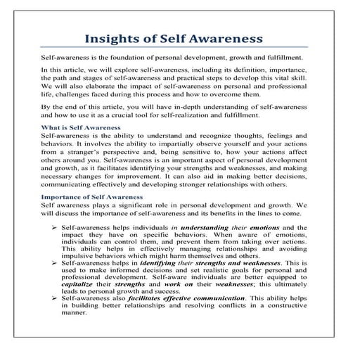 Insights of Self Awareness.pdf