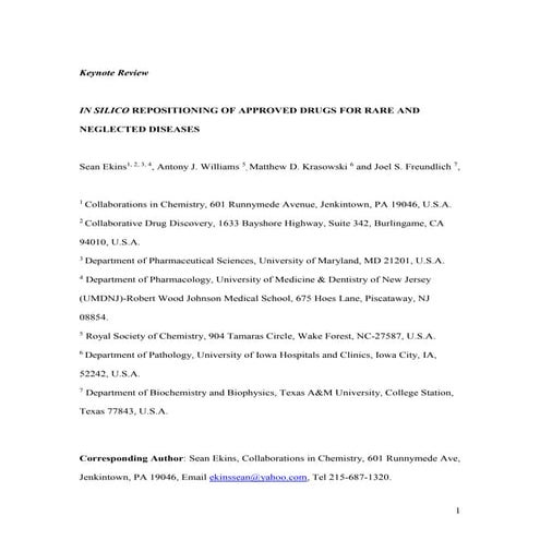 In silico repositioning of approved drugs for rare and neglected ...