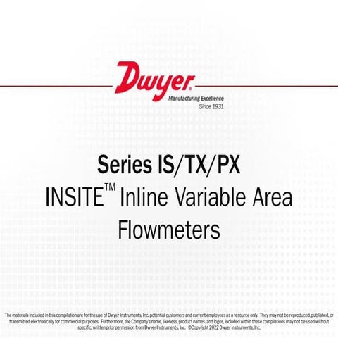 Series IS/PX/TX Insite™ Air/Liquid In-Line Flowmeter