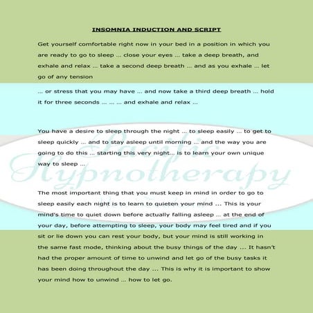 Insomnia Induction and Script