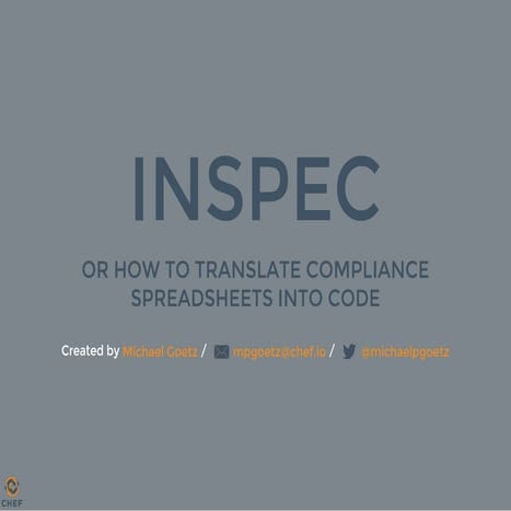 Inspec, or how to translate compliance spreadsheets into code