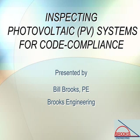 Inspecting Photovoltaic (PV) Systems for Code Compliance