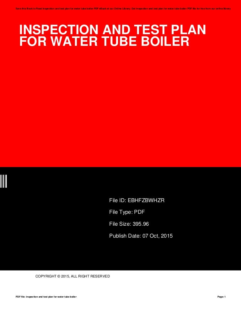 Inspection andtestplanforwatertubeboiler