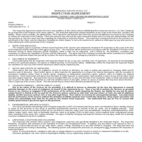 Sample inspection agreement | PDF