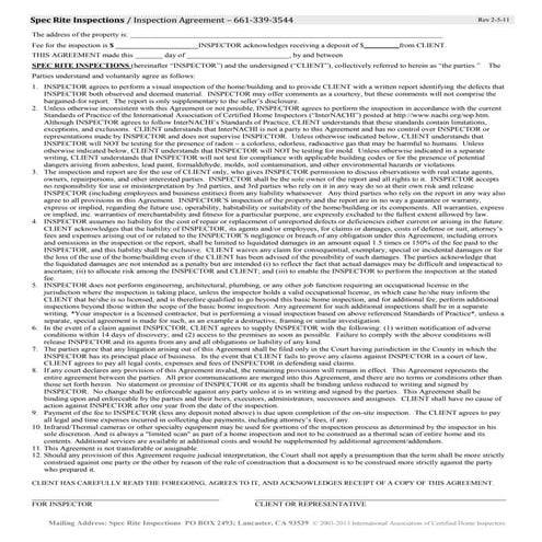 Inspection agreement | PDF