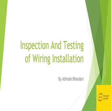 Inspection and testing of wiring installation