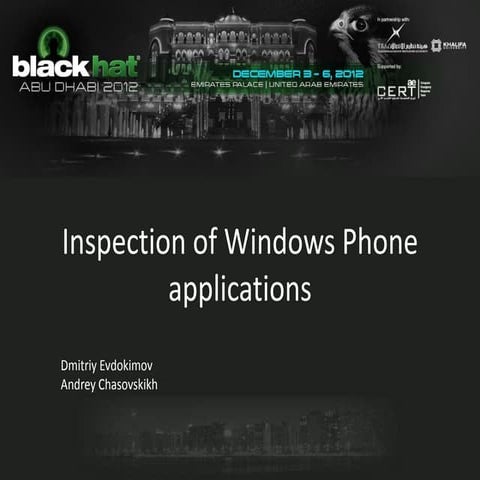 Inspection of Windows Phone applications