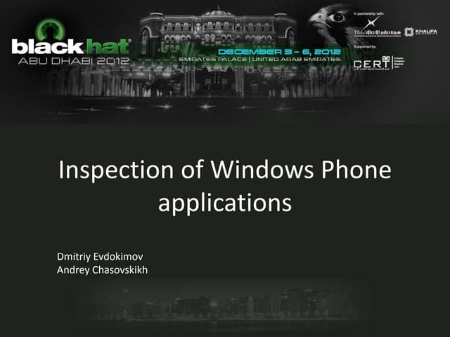 Inspection of Windows Phone applications