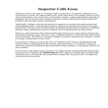 Inspector Calls Essay