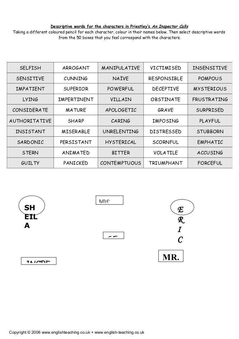 6 week teaching pack an inspector calls picture