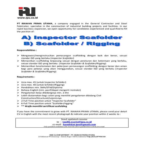 Inspector n scafolder (civil engineer) | PDF
