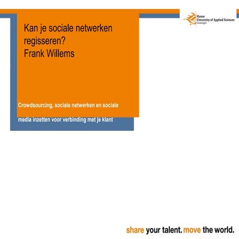 Inspiratiesessie crowdsourcing, sociale innovatie en social media