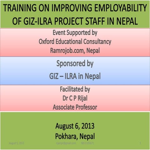 Inspirational motivation training for improving the future employability of p...