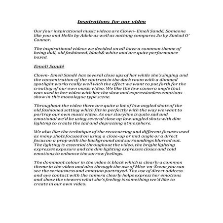 Inspirations for our video