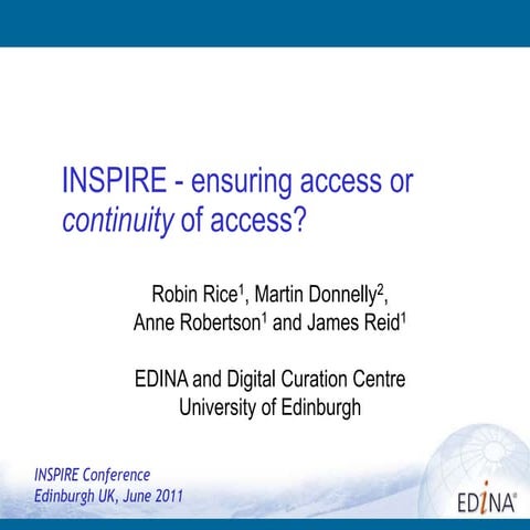 INSPIRE - ensuring access or continuity of access?