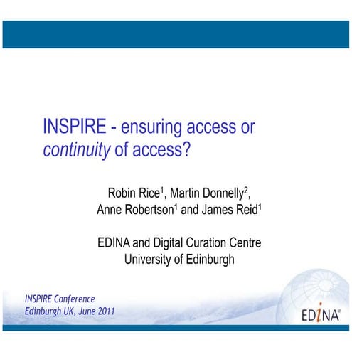 Presentation on INSPIRE and Higher Education (1 of 2)
