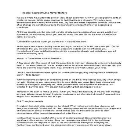 Inspire yourself like never before