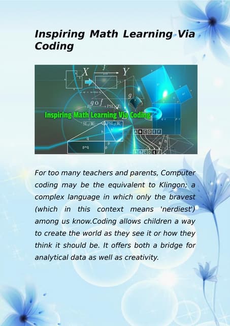 Inspiring Math Learning Via Coding