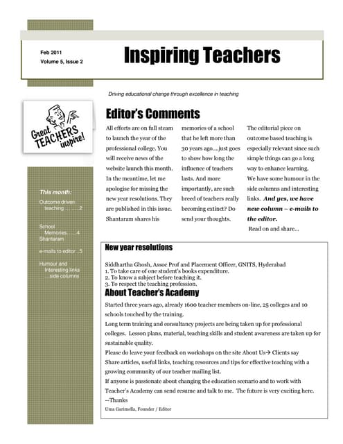 Inspiring Teachers  Feb 2011