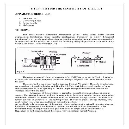 Finding Sensitivity of the LVDT