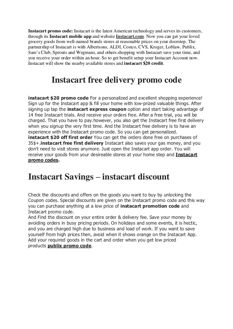 Save 20 From Instacart Promo Code And Coupon