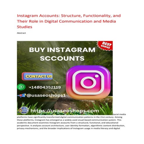 Get Secure Instagram Accounts Delivered Instantly and Safely | PDF