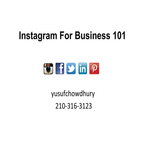 Instagram For Business101