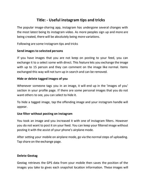 Instagram tips and tricks