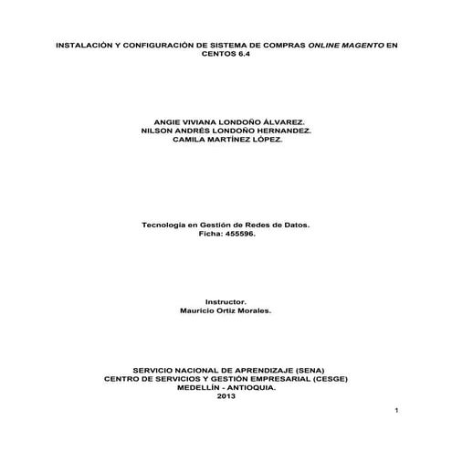 Instalación y configuración de Magento en centOS.
