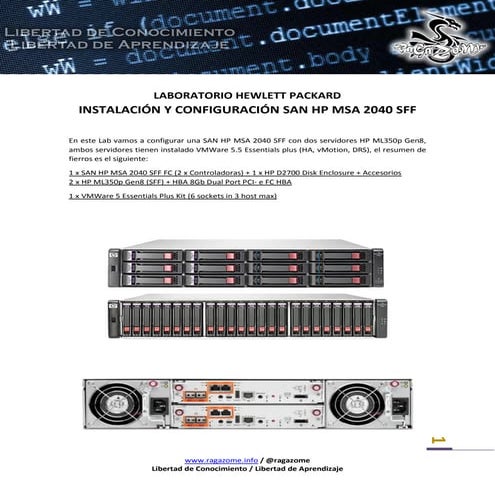 Instalación y Configuración SAN HP MSA 2040 SFF