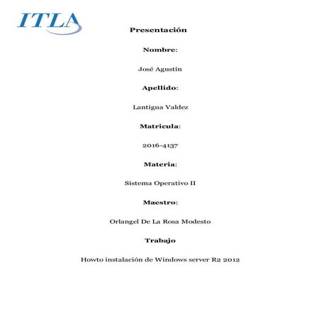 Instalacion de windows server r2 2012