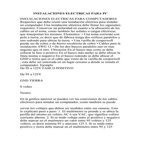 Instalaciones electricas para pc