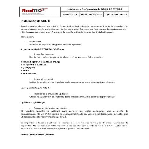 Instalacion y configuracion de squid 2.6 estable