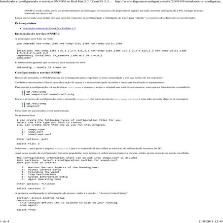 Instalando e configurando o serviço snmpd no red hat 5.3   cent_os
