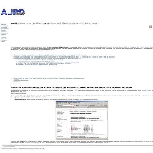 Instalar oracle database 11g r2 enterprise 64bits en windows server 2003 64 b...