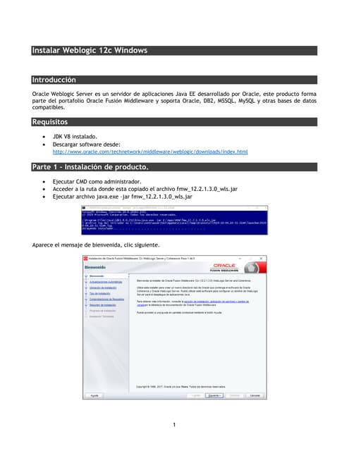 Instalacion Weblogic Server 12c Windows 10.