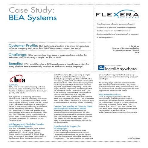 InstallAnywhere BEA Systems Success Story