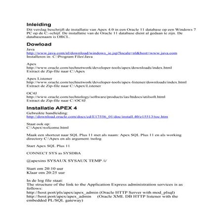 Installatieverslag Oracle Apex 4.0