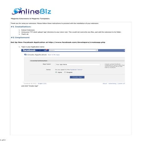 Onlinebiz-magento-FacebookConnector-extension