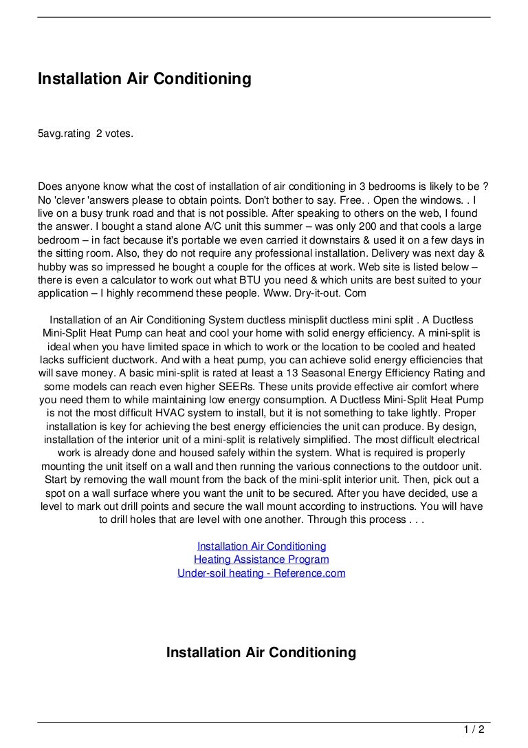 Installation Air Conditioning