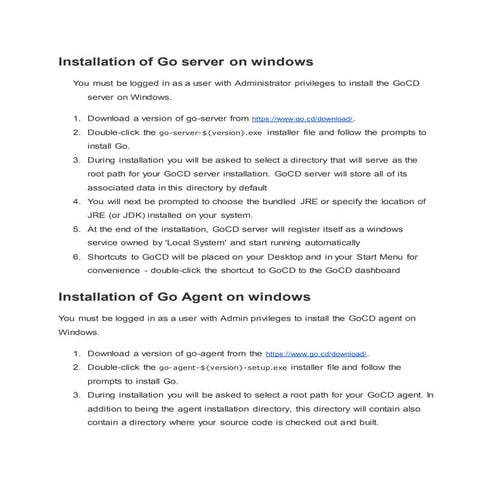 Installation of Go Server and Go Agent